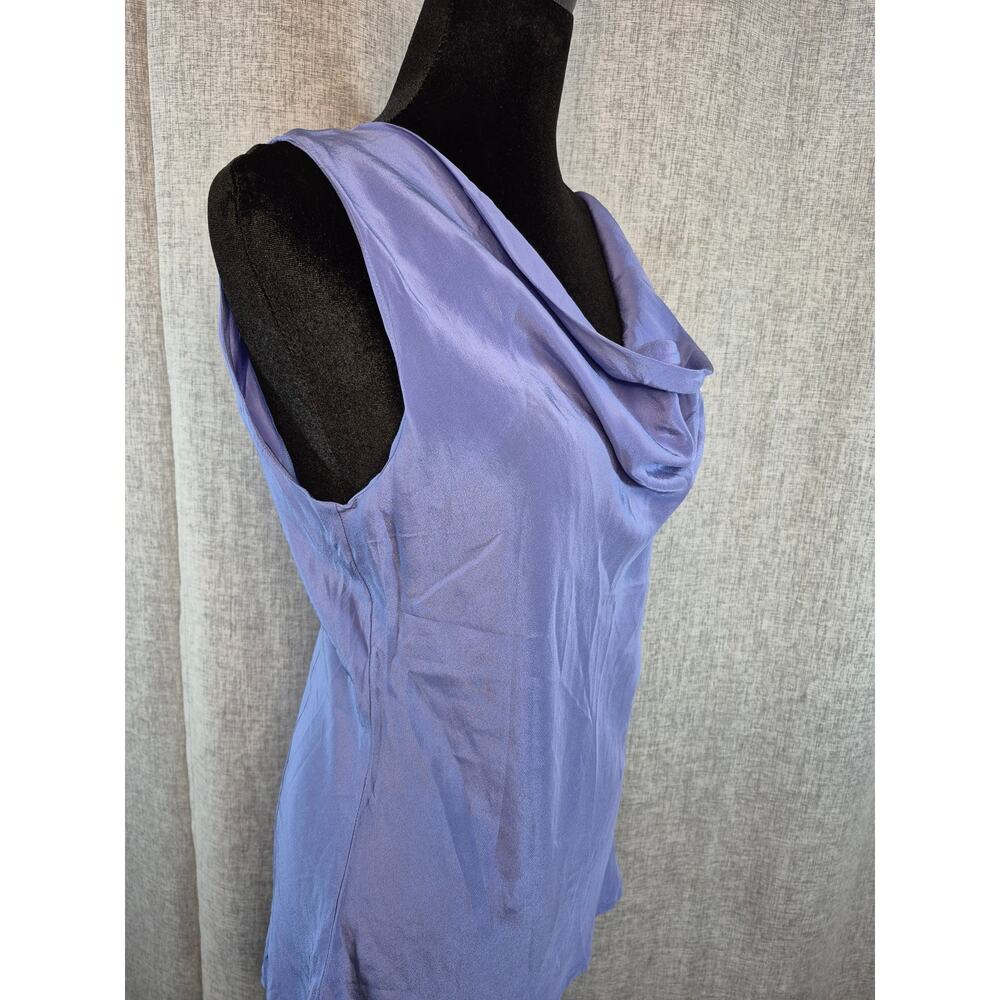 Aliki Yamani Creations 100% Silk Lavender Cowl Neck Sleeveless Blouse Top M - Picture 3 of 6